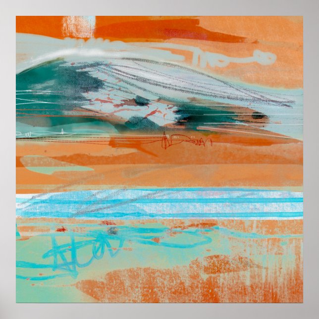 Meditation-besök 1 - Abstrakt liggande målning Poster (Framsidan)