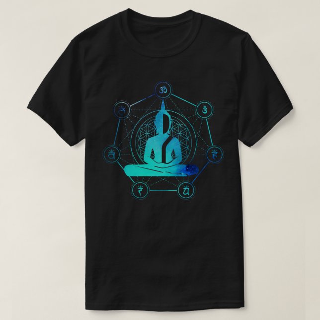 Meditation Buddha Zen Chakra Andlig T Shirt (Design framsida)