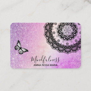 *~* Meditation Butterfly Reiki Mandala Glitter Visitkort
