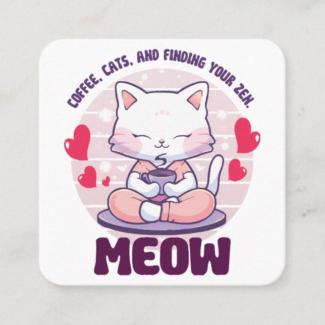 Meditation cat - Kawaii cat Fyrkantigt Visitkort (Framsida)