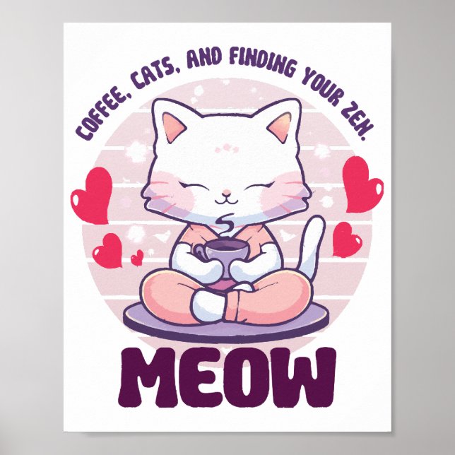 Meditation cat - Kawaii cat Poster (Framsidan)