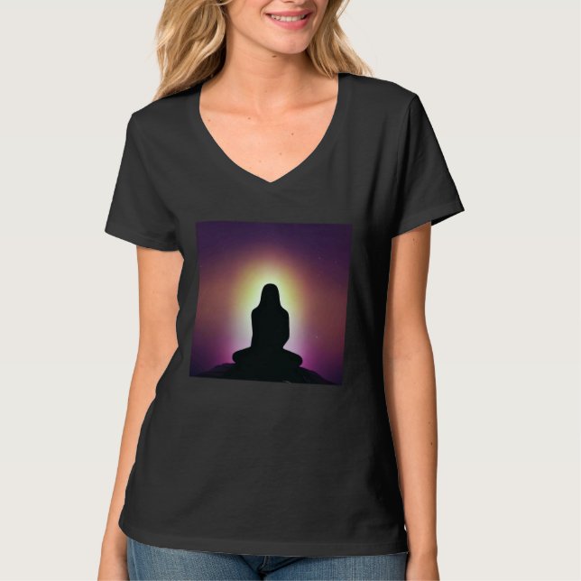 Meditation Enlightment Spiritual Yoga Transcendent T Shirt (Framsida)