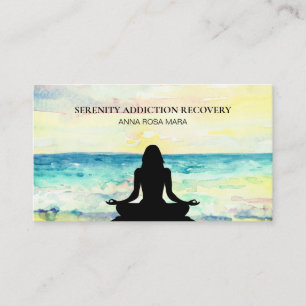 Meditation för Mindfulness för hav för soluppg Visitkort