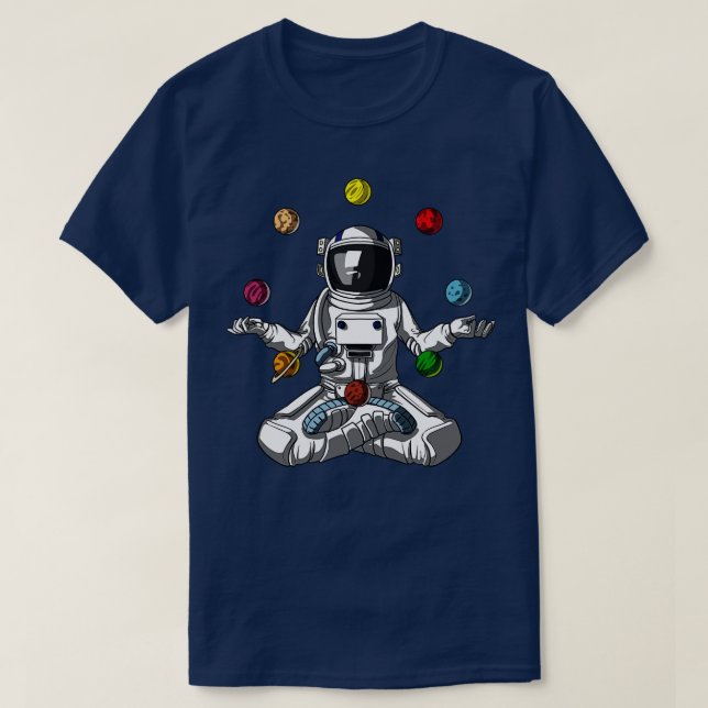 Meditation för rymdastronaut-planeter t shirt (Design framsida)
