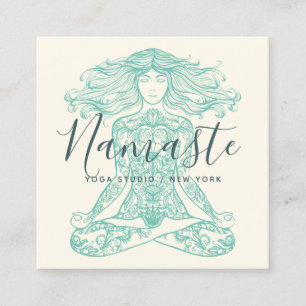 Meditation från ivorianske henna mandala yoga-inst fyrkantigt visitkort