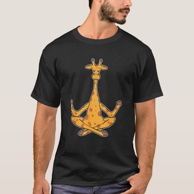 Meditation Giraffe Yoga Instructor T Shirt (Framsida)