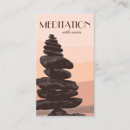 Meditation Guide Peach Reiki Stone Cairn Stack Visitkort