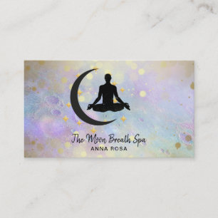 *~* Meditation Guld Man + Måne Yoga Mindfulness Visitkort