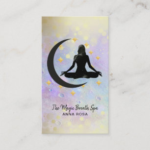 *~* Meditation Guld Woman + Måne Mindfulness Yoga Visitkort