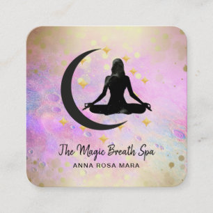 *~* Meditation Guld Woman Måne Yoga Mindfulness - Fyrkantigt Visitkort