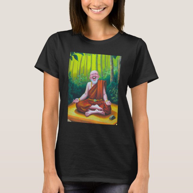 Meditation Guru Laughing Zen Buddha Meditation T Shirt (Framsida)