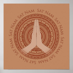 Meditation Händer Sat Nam Mandala Ro Beige Skriv u Poster