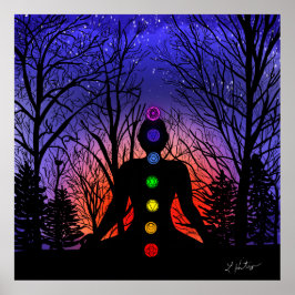 Meditation i parken | Yoga, Träd och Sunset Poster