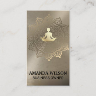 Meditation-ikon   Metallic Gold Mandala Pattern Visitkort