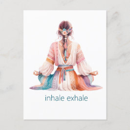 Meditation- Illustration mit Frau- boho- inhale Vykort