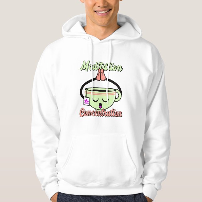 Meditation Koncentration Söt Kaffe Mugg Kawaii Hoodie (Framsida)