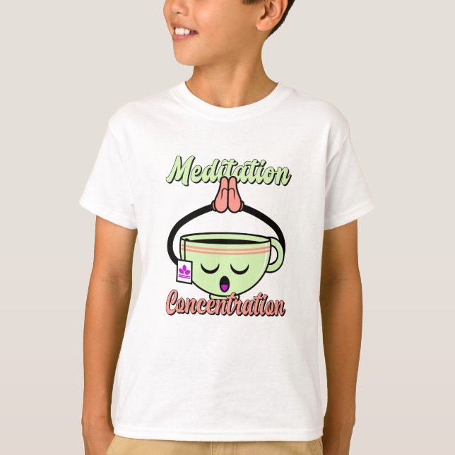 Meditation Koncentration Söt Kaffe Mugg Kawaii T Shirt (Framsida)
