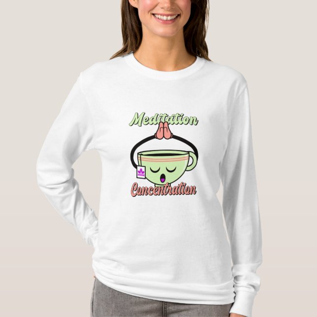 Meditation Koncentration Söt Kaffe Mugg Kawaii T Shirt (Framsida)