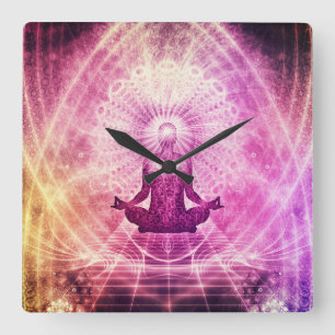 Meditation Law of Attraktion Chakra Fyrkantig Klocka