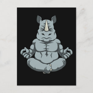 Meditation Manar Rhinoceros Yoga Gift Namaste Rhin Vykort