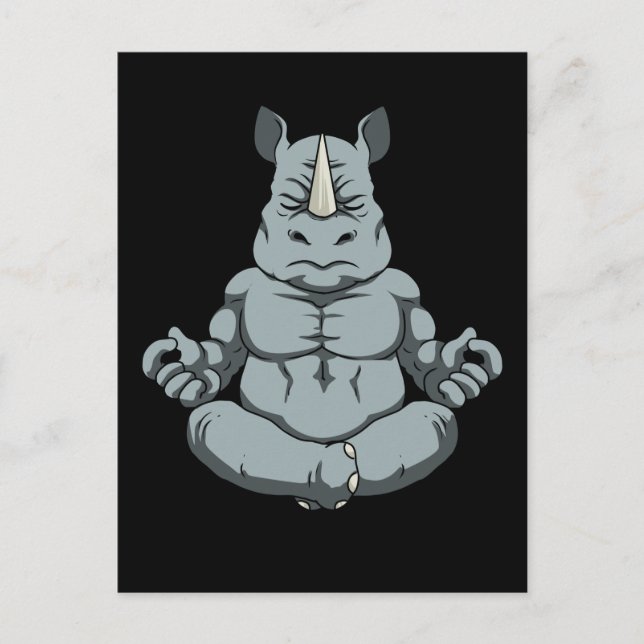 Meditation Manar Rhinoceros Yoga Gift Namaste Rhin Vykort (Framsida)