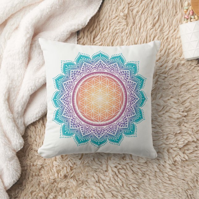 Meditation, Mandala, Livets blomma Kudde (Filt)