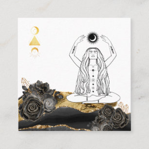 *~* Meditation Måne Luna Ro Boho Goddess Yoga Fyrkantigt Visitkort