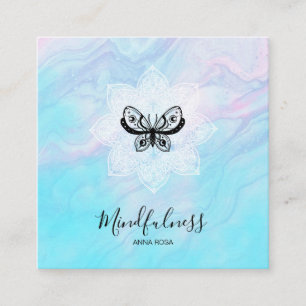 *~* Meditation Mindfulness Mandala Yoga Butterfly  Fyrkantigt Visitkort