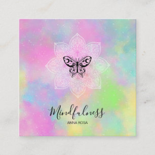 *~* Meditation Mindfulness Mandala Yoga Butterfly Fyrkantigt Visitkort