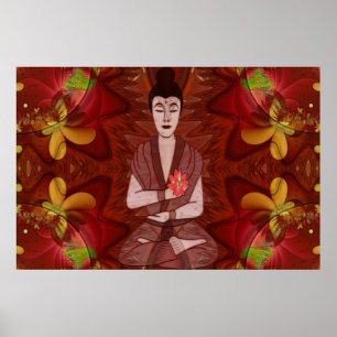 Meditation New Age Andlig Folk Art Poster