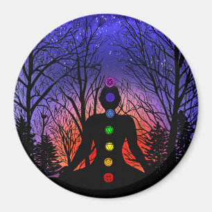 Meditation och Träd på en stjärnkväll Sunset Magnet