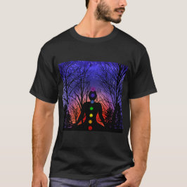 Meditation och Träd på en stjärnkväll Sunset T Shirt