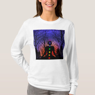Meditation och Träd på en stjärnkväll Sunset T Shirt