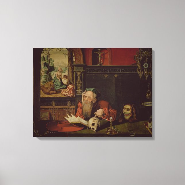Meditation of St. Jerome (olja på panelen) Canvastryck (Framsida)