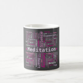 Meditation Ord Cloud Rosa Färg Black Background Kaffemugg