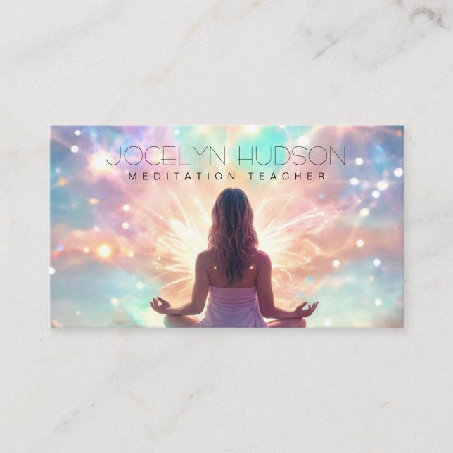 Meditation-pastellanslutning för glansigt universu visitkort (Framsida)