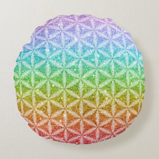 Meditation Pillow-blomman Mandala Chakra Rund Kudde (Framsidan)