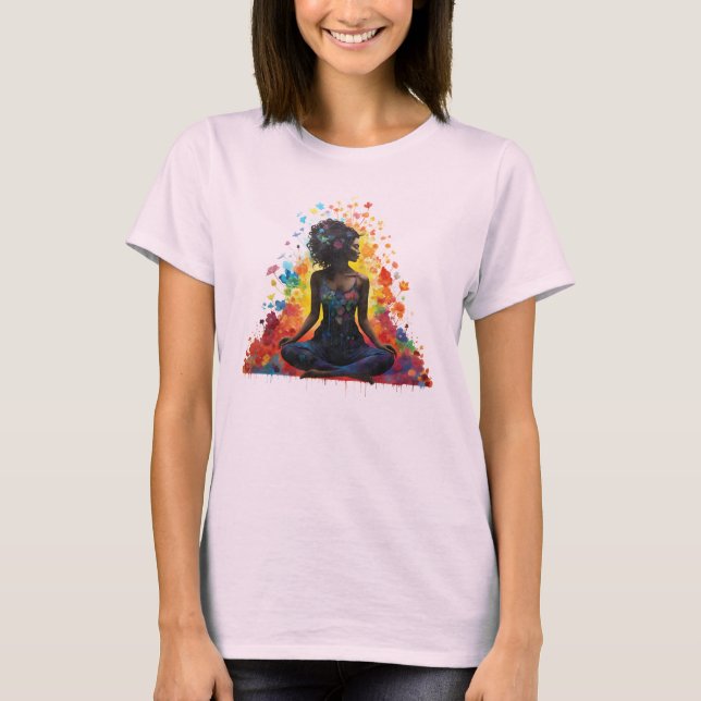 Meditation Pose Women Art Lotus Pose Meditation T Shirt (Framsida)