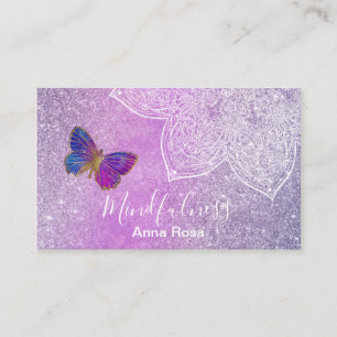 *~* Meditation Reik Yoga Butterfly Mandala Visitkort