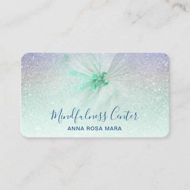 *~* Meditation Reiki Yoga Blommigt Glitter Flower  Visitkort (Framsida)