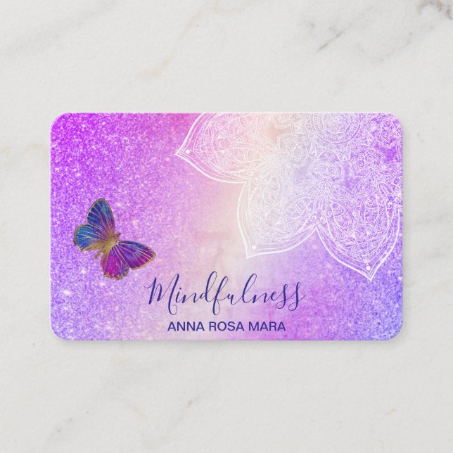 *~* Meditation Reiki Yoga . Butterfly Mandala  Visitkort (Framsida)