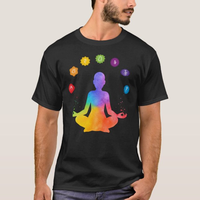 Meditation Seven Chakras Magic Andlig Gift T Shirt (Framsida)