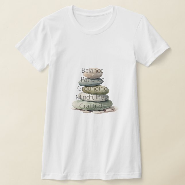 Meditation Stenar Balans Medvetenhet T Shirt (Laydown)