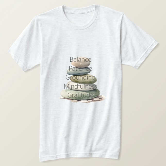 Meditation Stenar Balans Mindfulness Yoga T Shirt (Design framsida)