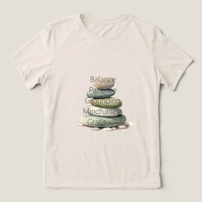 Meditation Stenar Balans Mindfulness Yoga T Shirt (Design Framsida)