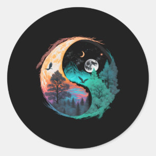 Meditation Taoism Yin Yang Symbol på Nature Taijit Runt Klistermärke