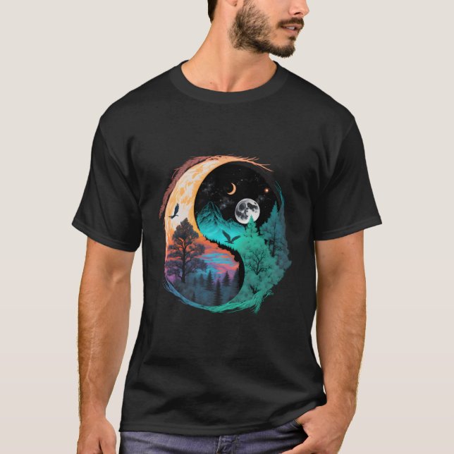 Meditation Taoism Yin Yang Symbol på Nature Taijit T Shirt (Framsida)