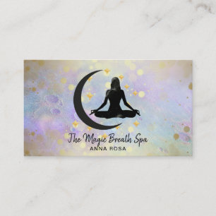 *~* Meditation Yoga Guld Woman + Måne Mindfulhet Visitkort