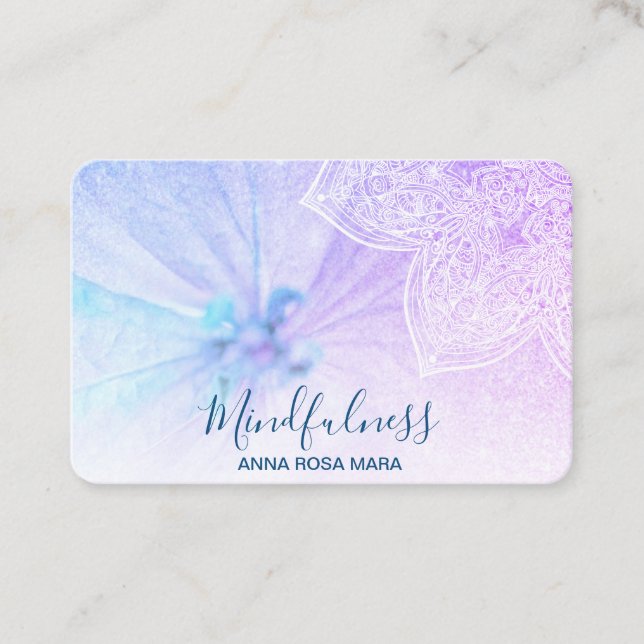 *~* Meditation Yoga Mandala Reiki Blommigt Glitter Visitkort (Framsida)