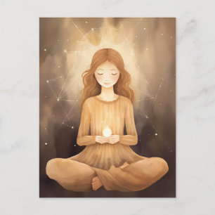 Meditation Yoga Neutralt Earth Tones Beige Brown Vykort
